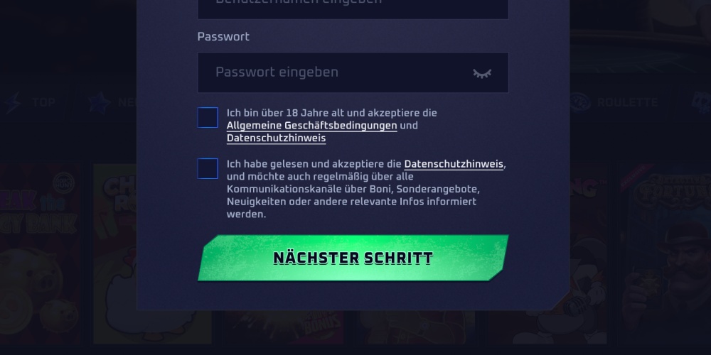 vollst&auml;ndige Registrierung